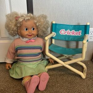 Vintage 80’s Cricket Talking Dressed Doll with tape by Playmates Toys